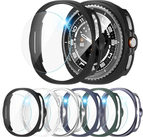 Miniatura 11 de Paquete de 6 + 6 fundas protectoras de pantalla para Samsung Galaxy FE/Galaxy Watch 5/Galaxy Watch 4 de 1.575 pulgadas, película de vidrio templado