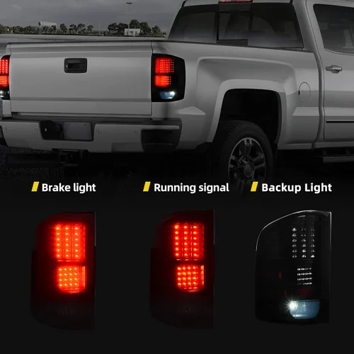 Miniatura 3 de DWVO Conjunto de luz trasera LED compatible con Chevy Silverado 1500/07-10 Silverado 2500 HD y 3500 HD