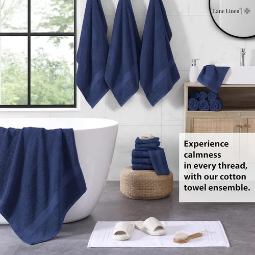 Miniatura 3 de LANE LINEN - Juego de toallas de baño, 18 piezas, 100% algodón, tamaño grande, 4 toallas de baño, 6 toallas de mano, 8 toallas pequeñas, para spa