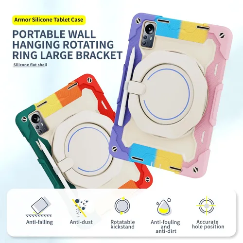 Miniatura 2 de Funda de silicona para tablet Xiaomi Mi Pad 5 Pro de 12.4 pulgadas, a prueba de golpes con soporte para lápices, correa para el hombro, soporte