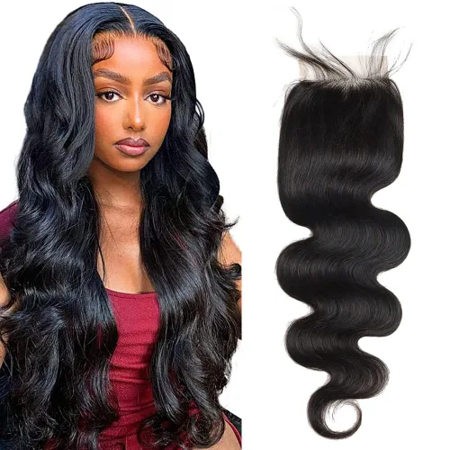 Cabello humano ondulado con cierre de encaje HD de 10 pulgadas, 100% cabello humano virgen brasileño, ondulado, cierre de encaje transparente 4x4,