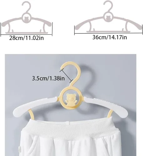 Miniatura 2 de HGYZE Perchas para armario de bebé, ultrafinas, antideslizantes y extensibles, para ropa de recién nacidos, 20 piezas de regalo amarillo, percha 20