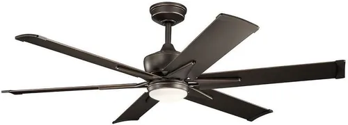 KICHLER 300300OZ - Ventilador de techo con 6 aspas de bronce antiguo con luz de 31 vatios, bronce antiguo, 60 pulgadas