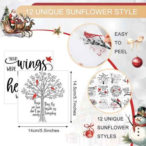 Miniatura 3 de BBTO 12 hojas de transferencia de Navidad para manualidades y muebles, calcomanías de transferencia de Navidad, calcomanías de invierno para madera