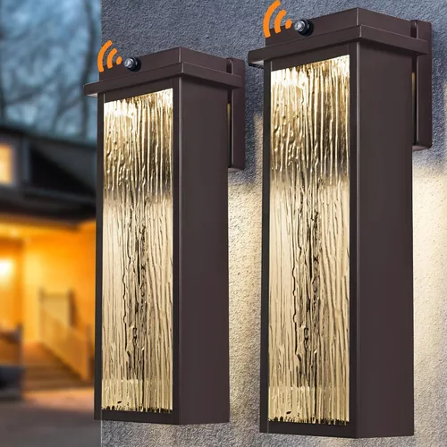 Miniatura 12 de VenzBlomia Lámpara de pared exterior de 16" en negro del atardecer al amanecer LED, lámpara de iluminación exterior grande, lámpara de pared montada