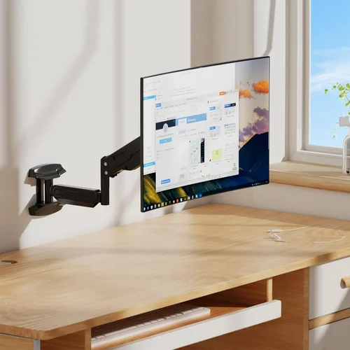 Miniatura 7 de Suptek Monitor de montaje en pared individual para pantallas de 13 a 32 pulgadas, brazo ajustable de movimiento completo con resorte de gas