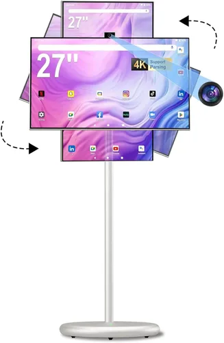 Miniatura 9 de TV portátil inteligente FHD de 21.5 pulgadas, TV rodante sobre ruedas, sistema operativo Android 15, almacenamiento 6G + 128GB, monitor de pantalla