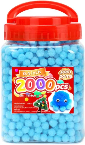 Miniatura 13 de Iooleem Pompones rosados – Tamaño surtido, 1200 piezas con ojos móviles, opciones de purpurina, perfectos para artes y manualidades