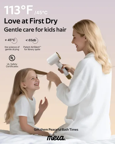 Miniatura 6 de Mera Bio-Ionic - Secador de pelo para mujer, secado rápido profesional de 1400 W con difusor y concentrador, tecnología de iones negativos