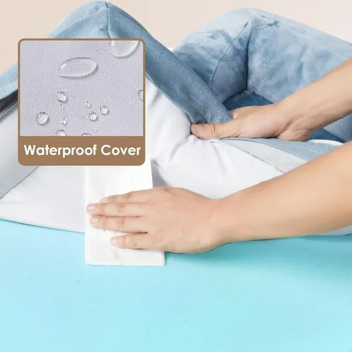 Miniatura 58 de EHEYCIGA – Cama ortopédica impermeable para perros pequeños, de espuma viscoelástica tipo caja de huevos, con bordes elevados y base antideslizante