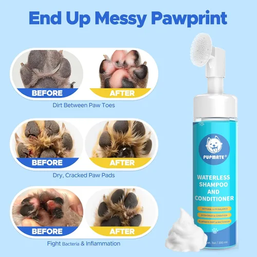 Miniatura 5 de Limpiador de patas para perros y gatos, limpiador de patas de perro espumoso sin enjuague, hipoalergénico y pH equilibrado, 7 onzas líquidas