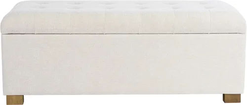 Miniatura 15 de HomePop Decoración del hogar Banco de almacenamiento con botones Banco otomano con almacenamiento para sala de estar y dormitorio, cuero Piel