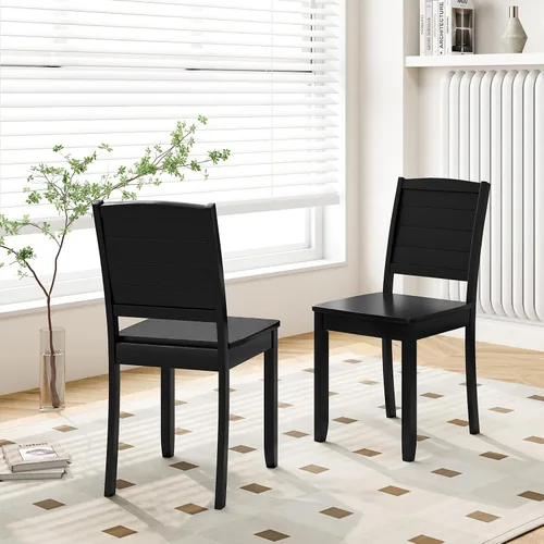 Miniatura 5 de Giantex Juego de 4 sillas de comedor de madera, sillas de cocina modernas con patas de madera de goma, respaldo curvo, silla de comedor de granja