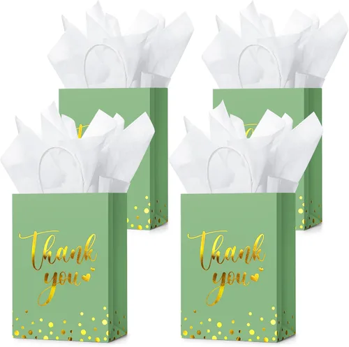 Miniatura 21 de Tinlade 30 bolsas de regalo de agradecimiento con papel de seda dorado con asa para graduación, negocios, compras, boda, ducha, regalos de fiesta