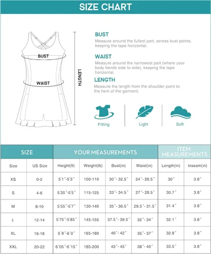 Miniatura 7 de Vestido de tenis para mujer con pantalones cortos debajo del vestido de entrenamiento con brasier integrado, vestidos atléticos de golf, vestido