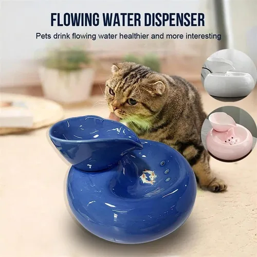 Miniatura 3 de REAGAR Fuente de agua de cerámica para gatos, dispensador automático de bebidas para mascotas, súper silencioso, para gatos, gatitos, perros, Negro