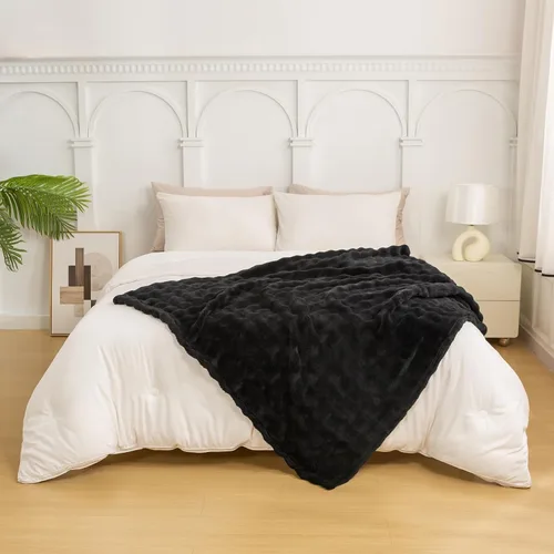 Miniatura 4 de YUSOKI - Manta de forro polar 3D con burbujas Felpa ultrasuave y esponjosa de 13.44 oz/m² Manta ligera y acogedora para sofá cama Para todas