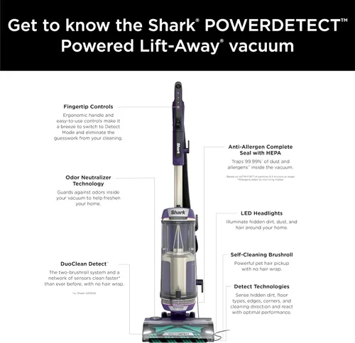 Miniatura 20 de Shark POWERDETECT AZ4002 - Aspiradora vertical con filtro HEPA, aspiradora resistente con potente succión para recoger el pelo de las mascotas
