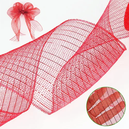 Miniatura 3 de 3 rollos de cinta de malla para coronas, 6 pulgadas x 30 pies cada rollo de rollos de malla de polideco rojo, verde y blanco, cinta de Navidad