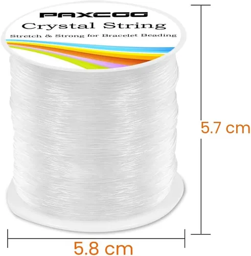 Miniatura 3 de Paxcoo Cuerda elástica de 0.031 in, cuerda elástica de cristal para pulseras, cuentas y fabricación de joyas (393.7 ft)