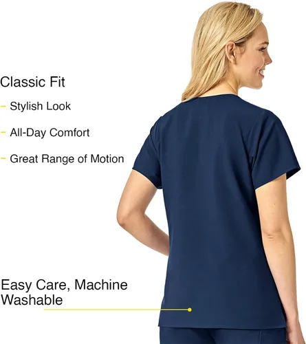 Miniatura 4 de WonderWink Camiseta médica básica con cuello en V para mujer