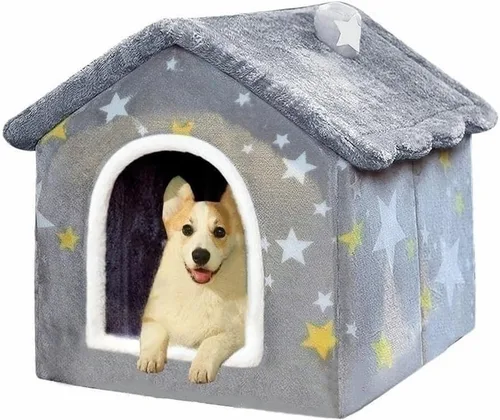 Miniatura 4 de Casa para Perros Interior, Cama de Perro Plegable y Suave, Nido Cálido para Gatos, Cueva para Cachorros con Cojín para Perros Pequeños, Medianos