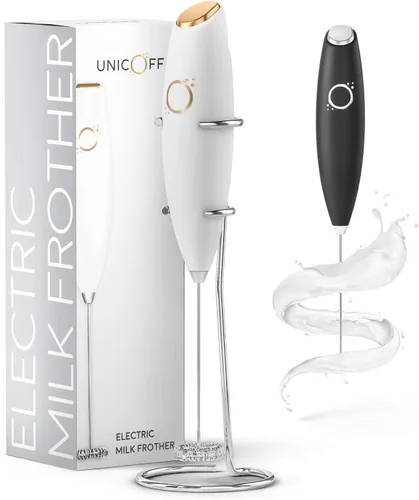 Miniatura 7 de Unicoff - Espumador de leche de mano para café, espumador de café de acero inoxidable, mezclador eléctrico de bebidas y batidor de matcha de mano
