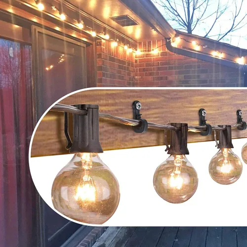 Miniatura 2 de SELEWARE Q - Ganchos para colgar luces de cadena, Navidad con tornillo, ganchos para interiores y exteriores, clips para colgar luces de hadas
