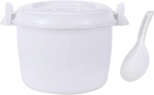 renvena 2.6L Horno Microondas Arrocera Aislamiento Fiambrera Cocinera Vapor Cocina con Tapa Blanco Pequeño Talla única Blanco (White Small)