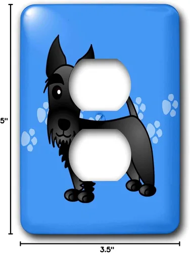 Miniatura 2 de 3dRose LSP _ _ _ _ _ _ _ _ _ _ 40870 _ _ _ _ _ _ _ _ _ _ 6 Cute Negro Scottie dibujos animados perro azul con cubierta de Pawprints Interruptor