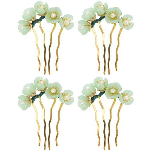 Miniatura 15 de Beaupretty 2 piezas de Jade Flower Hair Women Girls Hair Stick Chino Retro Chignon Pin palillos para el cabello, accesorios de peinado (blanco)