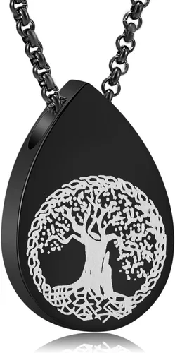 Miniatura 21 de Hearbeingt Collares de urna de lágrima para cenizas, medallón conmemorativo de cenizas del árbol de la vida, joyería de cremación, colgante