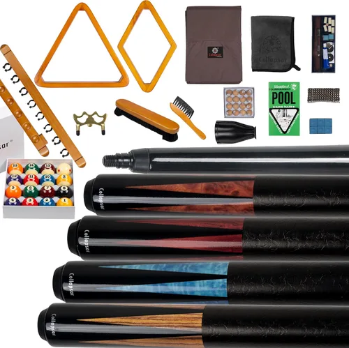 Miniatura 6 de Collapsar Kit de accesorios para mesa de billar, palo de billar premium y puente retráctil para tacos, juego de bolas de billar y cubiertas de mesa