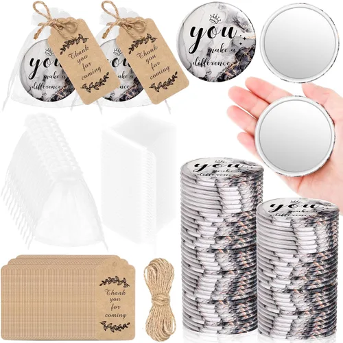 Tradder 50 juegos de espejos compactos a granel para mujeres, agradecimiento, bolso pequeño, bolsa de bolsillo, artículo de maquillaje, mini espejo