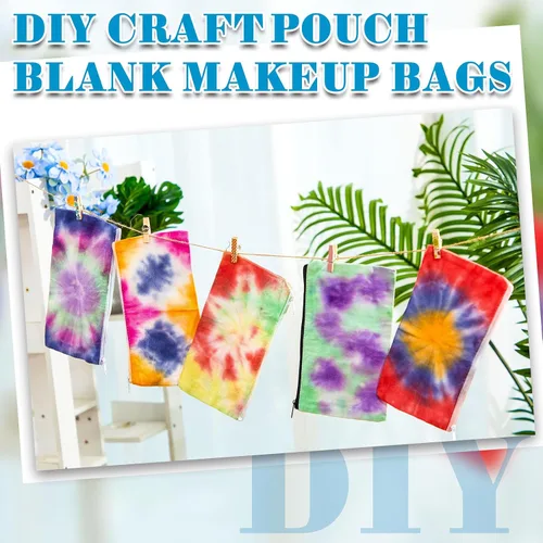 Miniatura 5 de Silkfly 30 bolsas de maquillaje de algodón blanco para teñido anudado, artículos para teñido anudado, bolsas de cosméticos de algodón en blanco