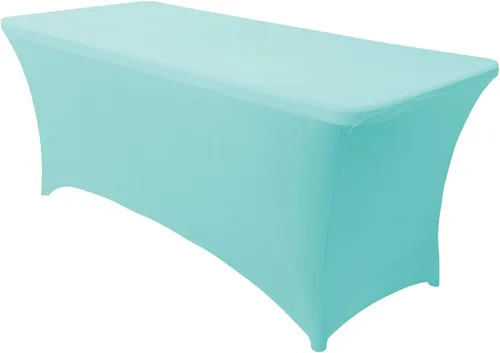 Miniatura 55 de Obstal Funda de mesa de elastano elástica de 4 pies para mesas plegables estándar, paquete de 2 manteles rectangulares universales ajustables