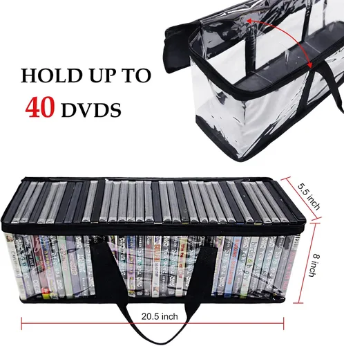 Miniatura 2 de SILD Prácticas bolsas de almacenamiento portátiles para DVD/CD, paquete de 2 unidades con capacidad para 80 películas o videojuegos en total