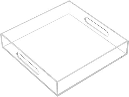 Miniatura 22 de KEVLANG - Bandeja de servir transparente y resistente de acrílico con asas - 12x16 pulgadas - Para servir café, aperitivos, desayuno, mayordomo