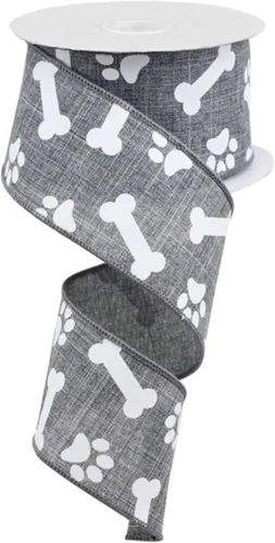 Craig Bachman Cinta real con estampado de patas de 1.5 pulgadas: cinta negra (10 yardas) para envolver regalos con arreglo floral artesanal con