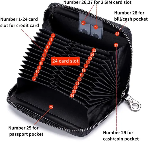 Miniatura 6 de EASTNIGHTS Funda de cuero genuino para tarjetas de crédito, cartera para tarjetas RFID, cartera de pasaporte de viaje