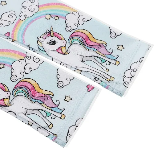 Miniatura 96 de HOZIY - Leotardos de manga larga para niñas, de gimnasia, para niños pequeños, trajes florales de unicornio, galaxia, arco iris, patrón de rayas