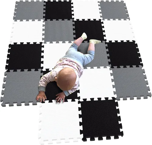 Miniatura 15 de MQIAOHAM® Alfombras de Juego tipo Rompecabezas de 18 Piezas, Alfombra de Juego Suave para Bebés, Baldosas de Espuma Entrelazadas para Niños, Café