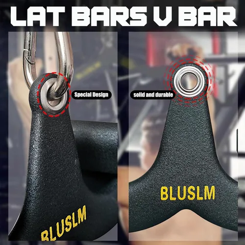 Miniatura 3 de BLUSLM LAT Pull Down Bar for Cable Machine, LAT Pulldown Attachments T-bar V-bar Cable Attachment for Gym, Back Tricep Strength Training Handle