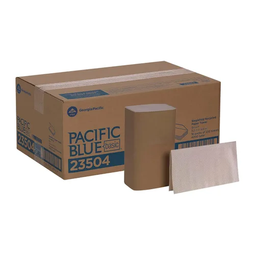 Toallas de papel recicladas Pacific Blue Basic S-Fold de GP PRO (Georgia-Pacific), marrón, 23504, 250 toallas por paquete, 16 paquetes por caja