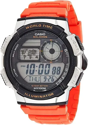 Miniatura 4 de Casio AE1000W Series Men’s Digital Watch 100M WR Multi Alarms 100 SEC Stopwatch Countdown Timer World Map for World Time LED Light