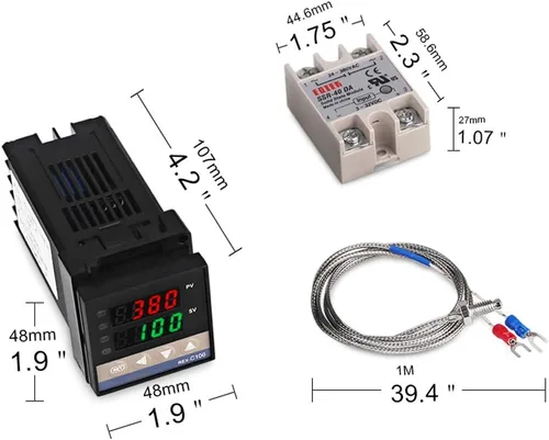 Miniatura 2 de REX-C100 - Controladores de temperatura PID (100 – 240 V, termopar con sensor K + 40 A SSR para la elaboración del hogar (no admite RT100)