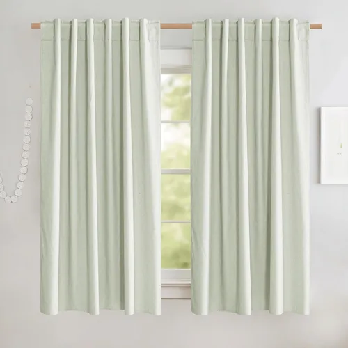 Miniatura 15 de NICETOWN Cortinas 100% opacas de 63 pulgadas de largo, 2 paneles de cortinas cortas con aislamiento térmico con forro para dormitorio, cortinas