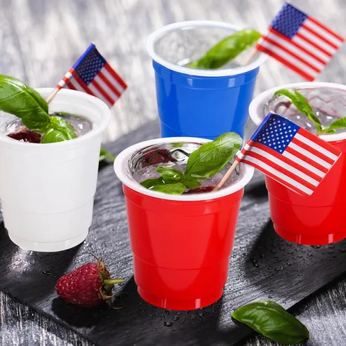 Miniatura 7 de Whaline 150 vasos de chupito de plástico patrióticos de 2 onzas para el 4 de julio, desechables, pequeños, rojo, blanco, azul, para fiesta de 250