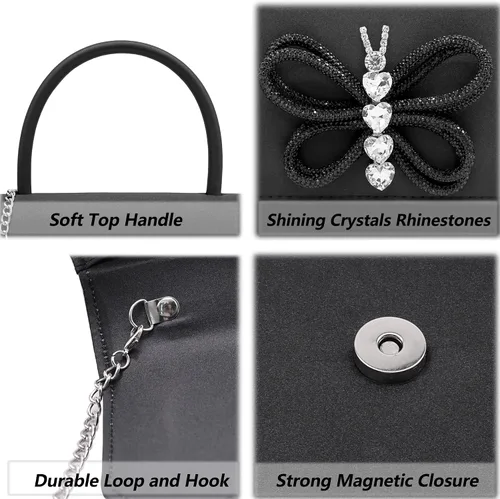 Miniatura 6 de Bolso de noche para mujer, bolso de mano para fiesta nupcial, bolsos de cóctel y baile de graduación con charol