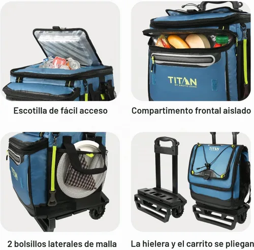 Miniatura 4 de Titan by Arctic Zone Collapsible Wheeled Soft Sided Cooler with Detachable Rolling AT Cart, Insulated Bag with Leak Proof Lining, for Travel, Beach